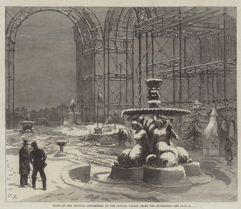 Ruïnes van het Tropische Departement van het Crystal Palace na de Sneeuwstorm door Sir John Charles Robinson