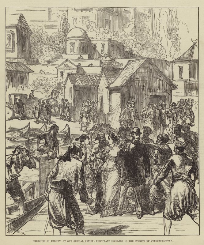 Schetsen in Turkije, Europeanen beledigd in de straten van Constantinopel door Sir John Charles Robinson