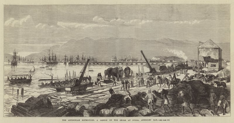 De Abessijnse expeditie, een schets aan de kust bij Zulla, Annesley Bay door Sir John Charles Robinson