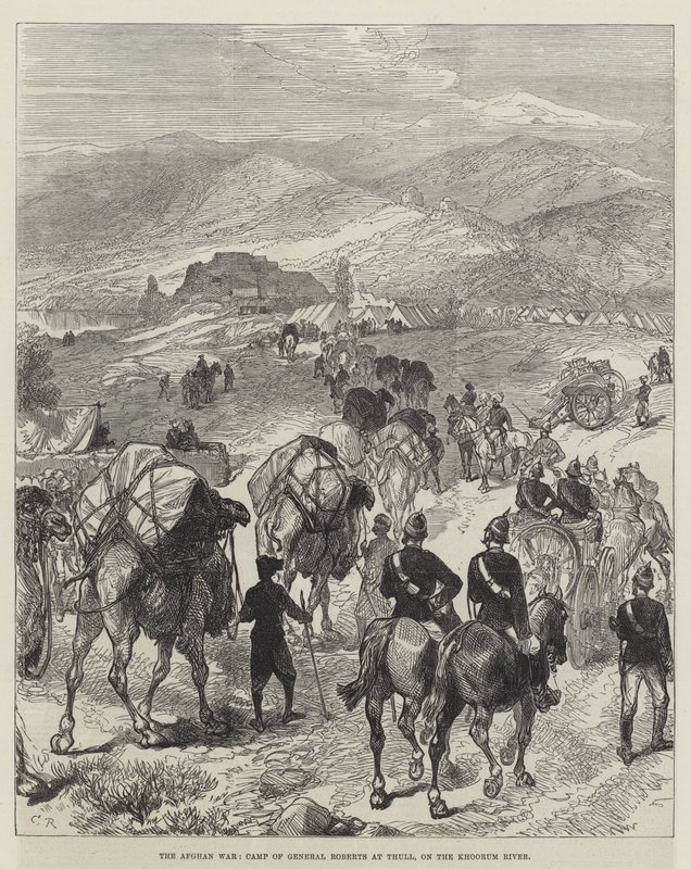 De Afghaanse Oorlog, Kamp van Generaal Roberts bij Thull, aan de Khoorum Rivier door Sir John Charles Robinson
