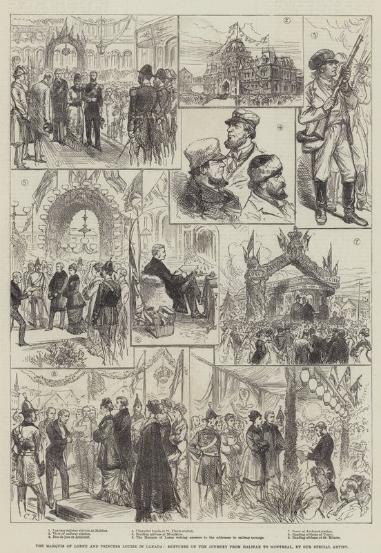 De markies van Lorne en prinses Louise in Canada, schetsen van de reis van Halifax naar Montreal door Sir John Charles Robinson