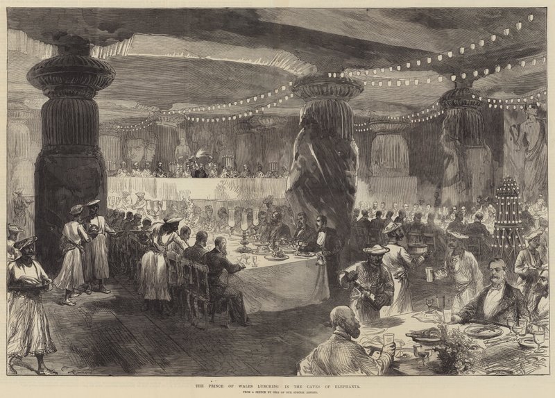 De prins van Wales luncht in de grotten van Elephanta door Sir John Charles Robinson