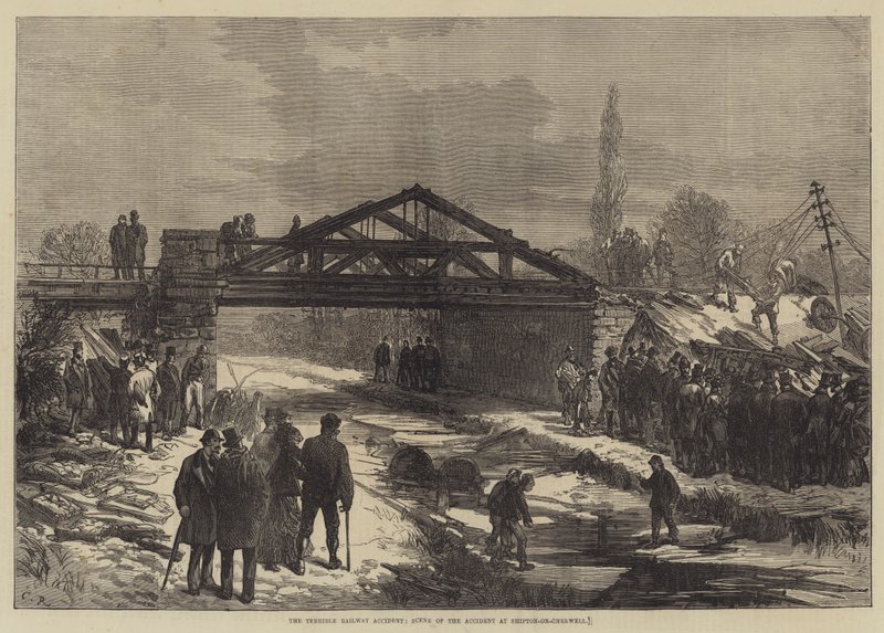 Het Verschrikkelijke Spoorwegongeluk, Scène van het Ongeluk bij Shipton-on-Cherwell door Sir John Charles Robinson