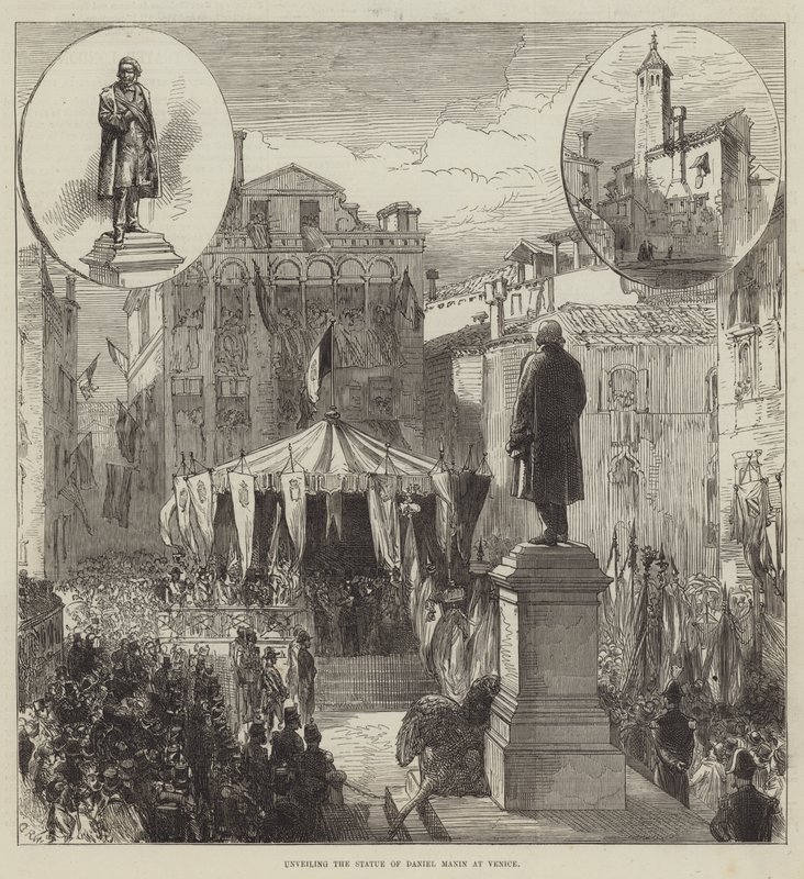 Onthulling van het standbeeld van Daniel Manin in Venetië door Sir John Charles Robinson
