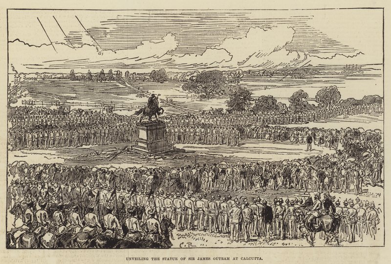 Onthulling van het standbeeld van Sir James Outram in Calcutta door Sir John Charles Robinson