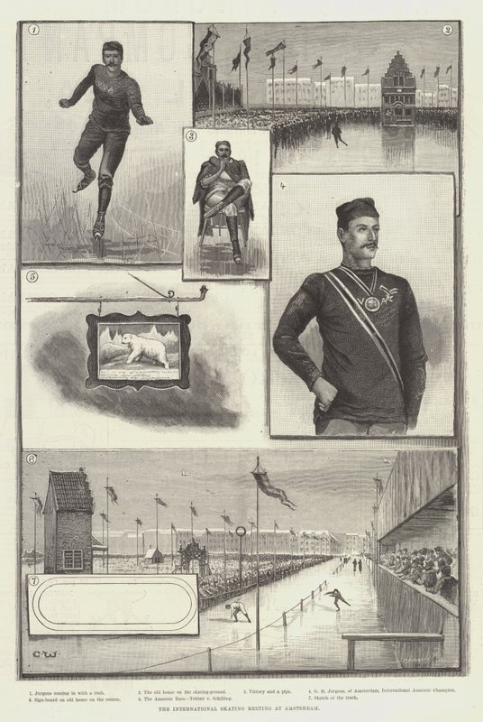 De internationale schaatswedstrijd in Amsterdam door Charles Whymper