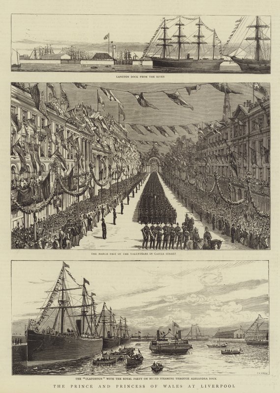 De Prins en Prinses van Wales in Liverpool door Charles William Wyllie