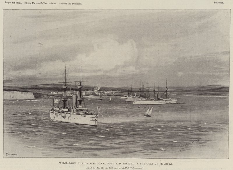 Wei-Hai-Wei, de Chinese marinehaven en arsenaal in de Golf van Pe-Chi-Li door Charles William Wyllie