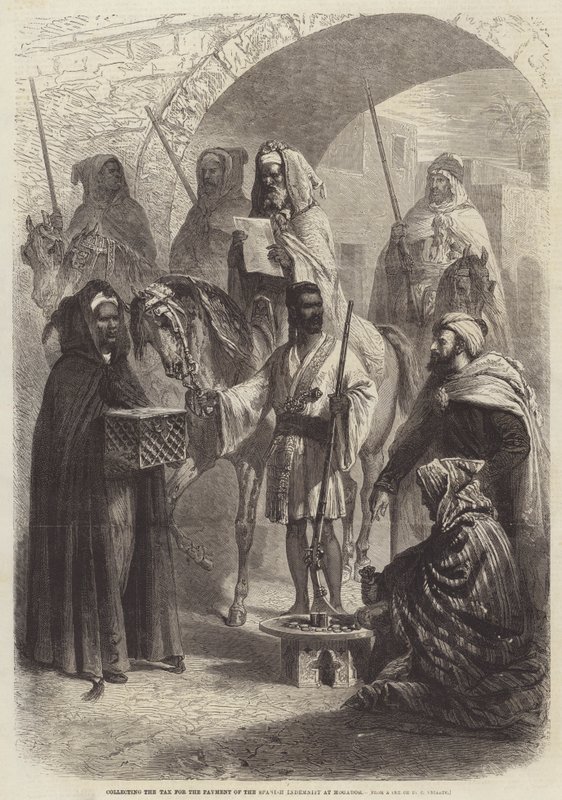 Het Innen van de Belasting voor de Betaling van de Spaanse Schadevergoeding in Mogador door Charles Yriarte