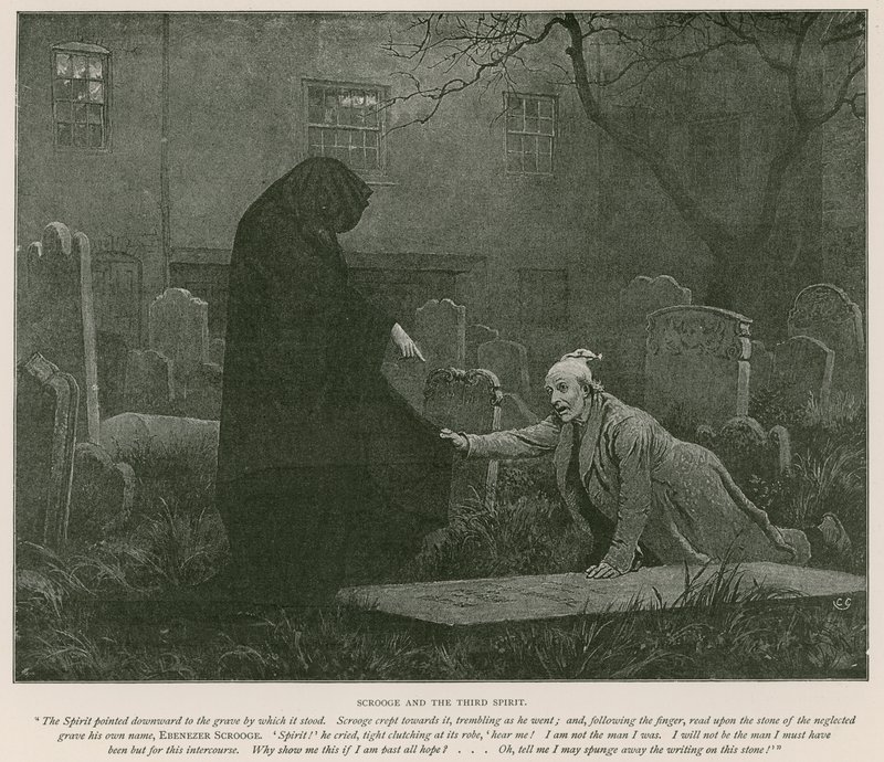 Illustratie voor A Christmas Carol door Charles Dickens (litho) door Charles (after) Green