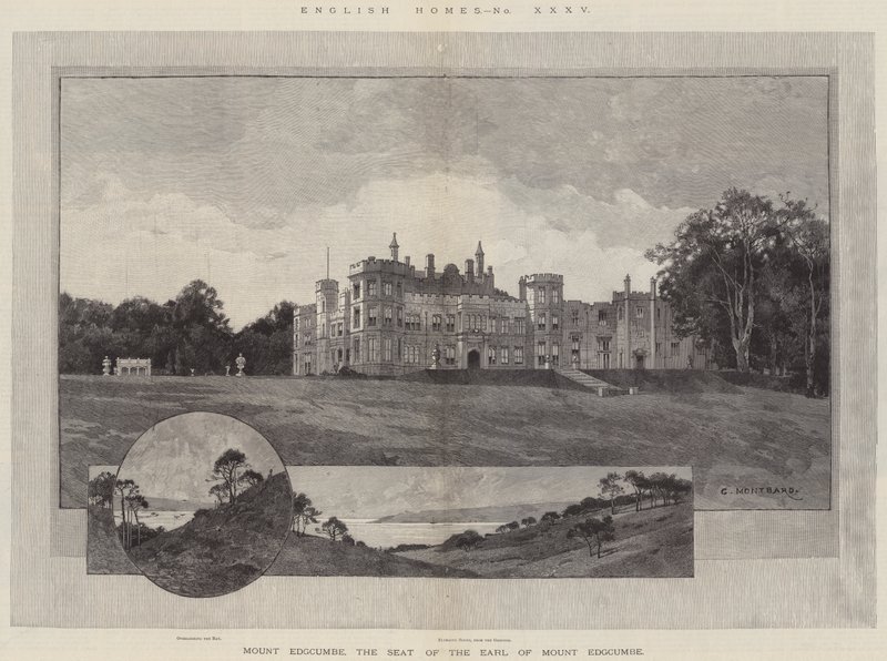 Engelse Huizen, Mount Edgcumbe, de Zetel van de Graaf van Mount Edgcumbe door Charles Auguste Loye