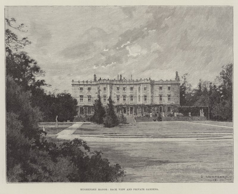 Hughenden Manor, Achteraanzicht en Privétuinen door Charles Auguste Loye