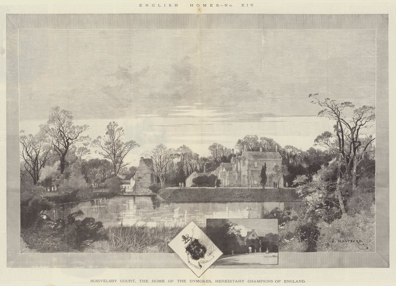 Scrivelsby Court, het huis van de Dymokes, erfelijke kampioenen van Engeland door Charles Auguste Loye