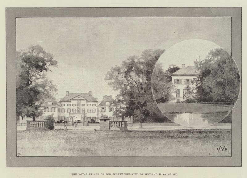 Het Koninklijk Paleis van Loo, waar de koning van Nederland ziek ligt door Charles Auguste Loye
