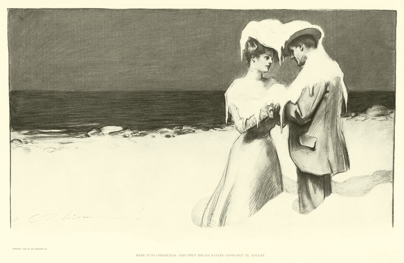 Hier is het Kerstmis en ze begonnen in augustus afscheid te nemen door Charles Dana Gibson