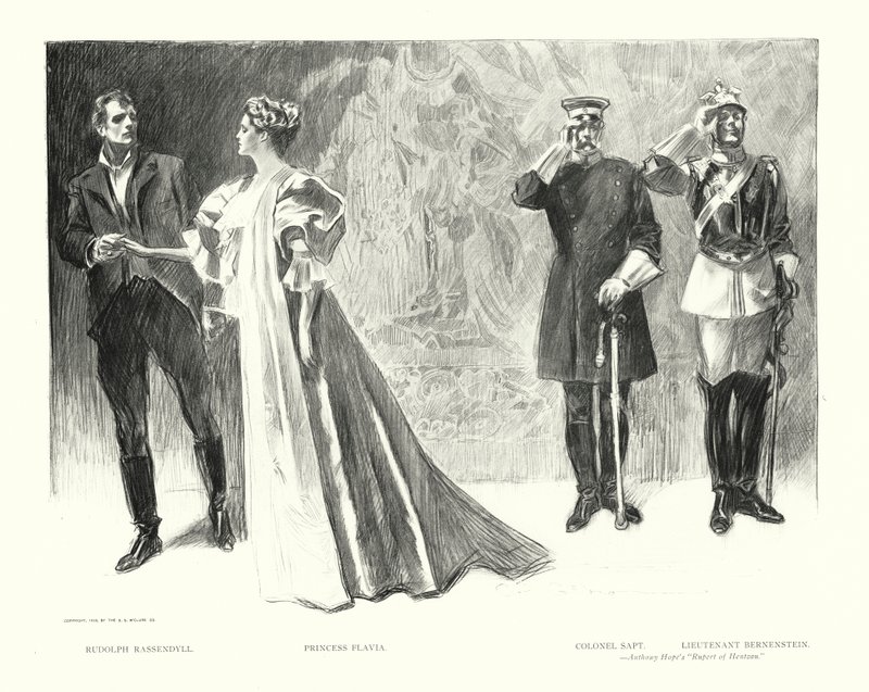 Rudolph Rassendyll, Prinses Flavia, Kolonel Sapt, Luitenant Bernenstein door Charles Dana Gibson