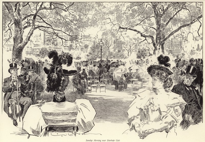Zondagochtend, bij Stanhope Gate, Hyde Park door Charles Dana Gibson