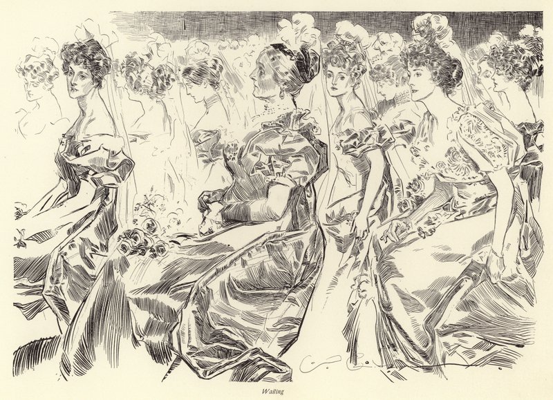 Wachten op een Drawing Room door Charles Dana Gibson