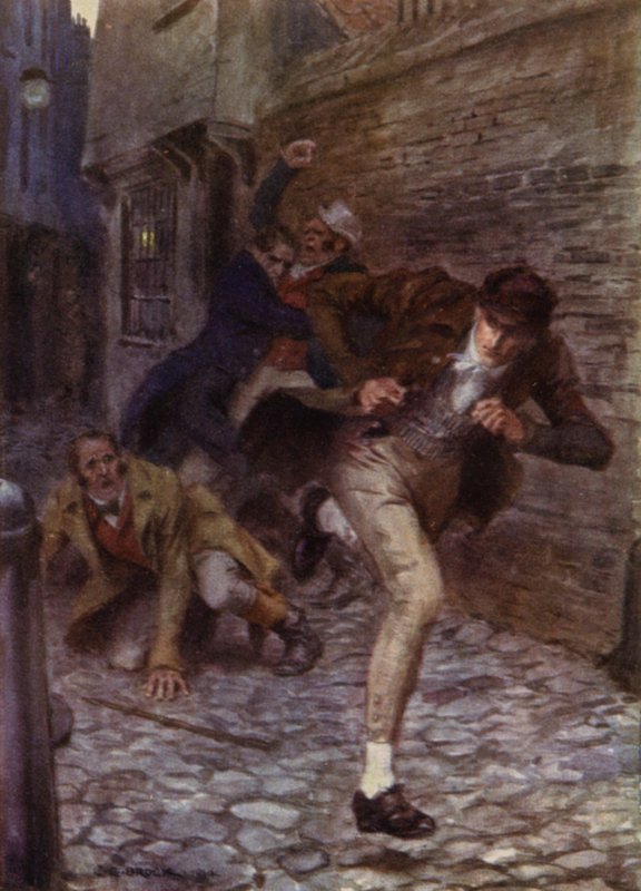 Illustratie voor The Amateur Gentleman door Jeffery Farnol door Charles Edmund (after) Brock