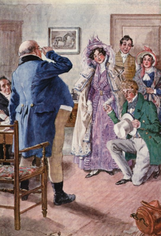Illustratie voor The Pickwick Papers van Charles Dickens (kleur litho) door Charles Edmund (after) Brock