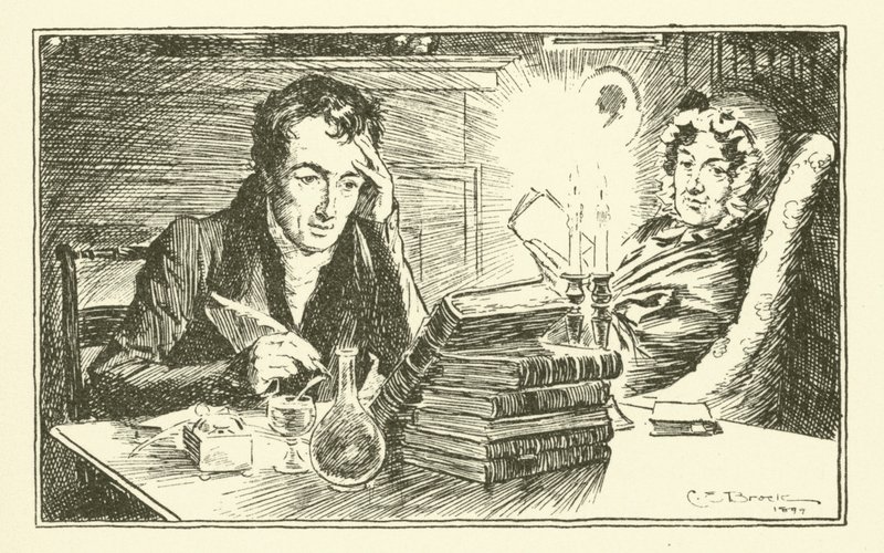 Charles Lamb, met zijn zus, Mary (gravure) door Charles Edmund Brock