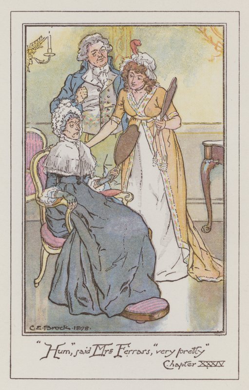 Illustratie voor Sense and Sensibility door Jane Austen (kleur litho) door Charles Edmund Brock
