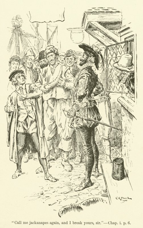 Illustratie voor Westward Ho! door Charles Kingsley (gravure) door Charles Edmund Brock