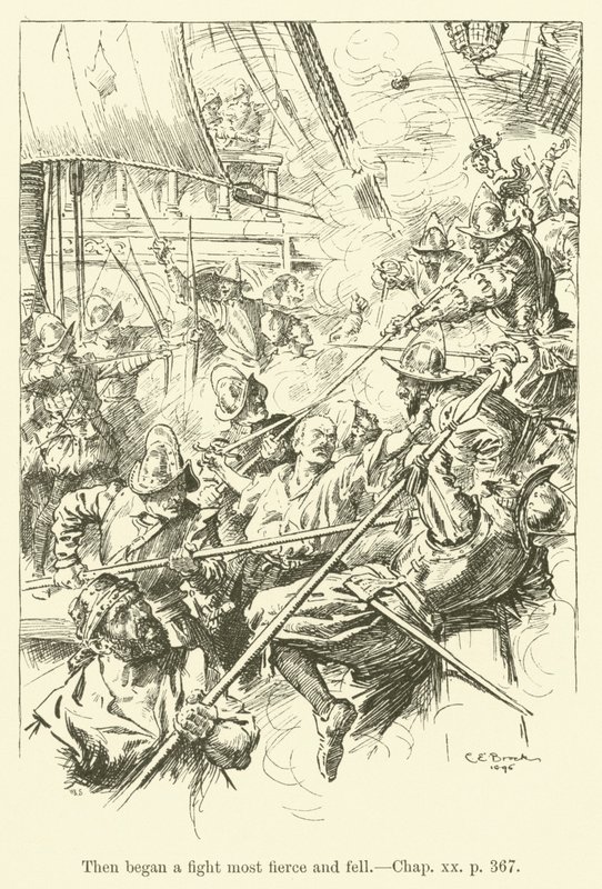 Illustratie voor Westward Ho! door Charles Kingsley door Charles Edmund Brock