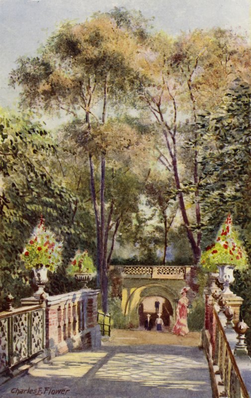 Londense dierentuin: Tunnel, vanaf Canal Bridge door Charles Edwin Flower