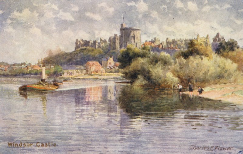 Rivier de Theems: Windsor Castle door Charles Edwin Flower