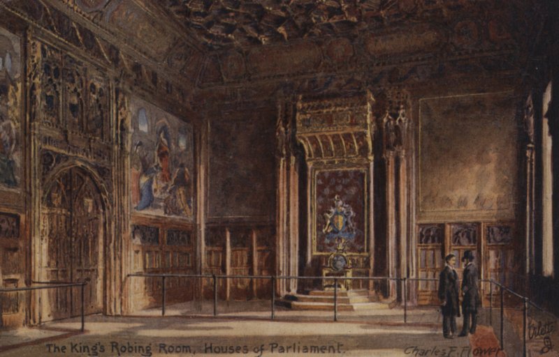 De kleedkamer van de koning, Houses of Parliament door Charles Edwin Flower