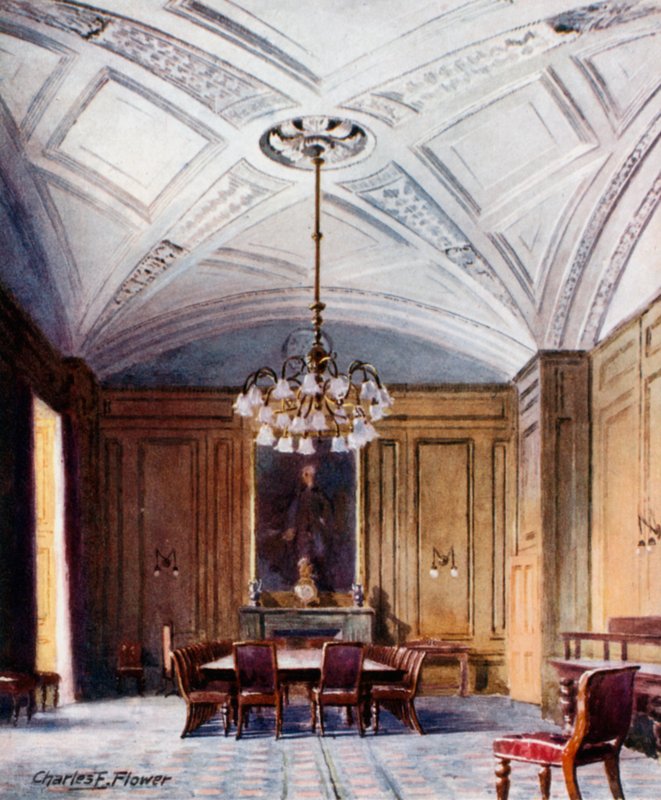 De staats-eetkamer, No 10 Downing Street door Charles Edwin Flower