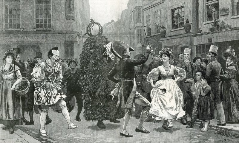 Jack-in-the-Green - een Meidag scène zestig jaar geleden (ca. 1830) door Charles Green
