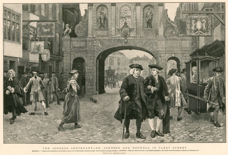 Het Johnson-eeuwfeest: Dr. Johnson en Boswell in Fleet Street door Charles Green