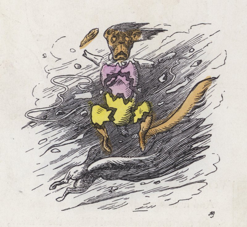 Kleine hond door de wind weggeblazen door Charles Henry (after) Bennett