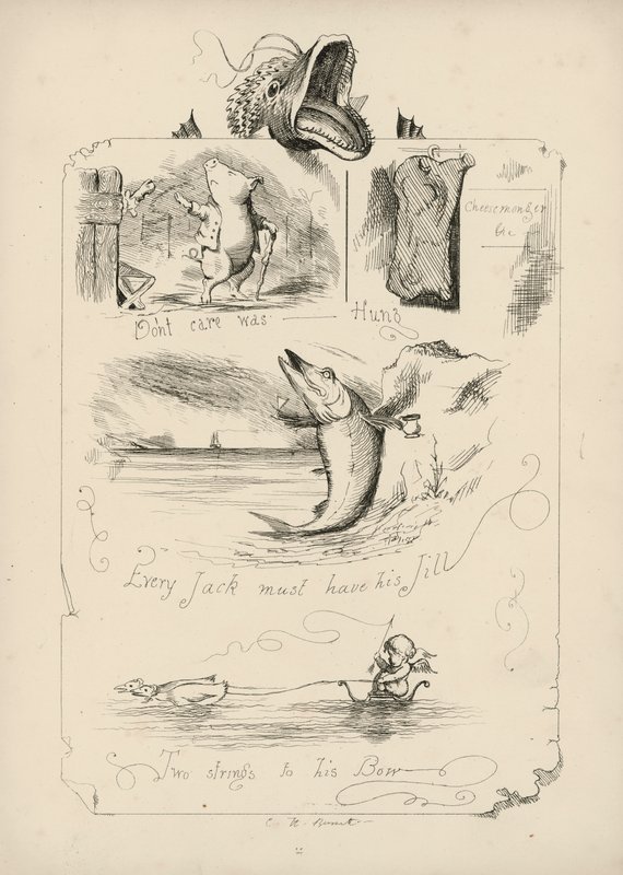 Pagina uit Spreuken met Afbeeldingen door Charles H Bennett door Charles Henry (after) Bennett