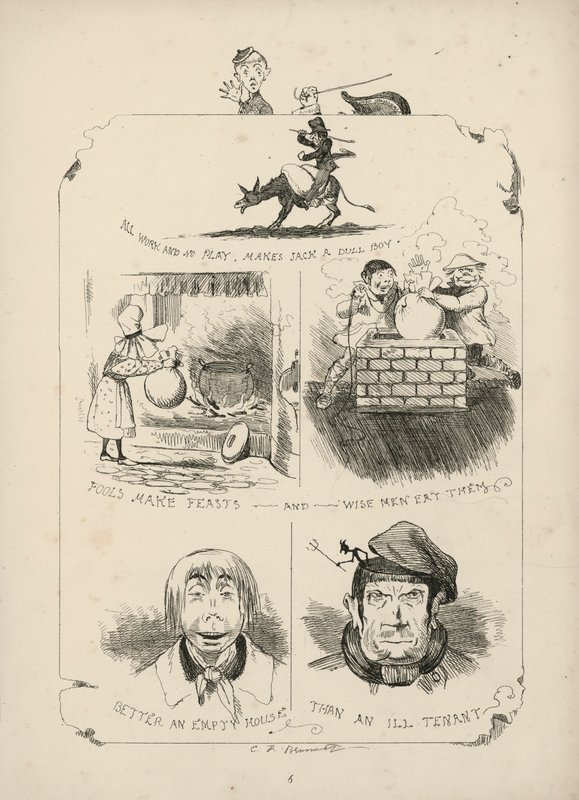 Pagina uit Spreuken met afbeeldingen door Charles H Bennett door Charles Henry (after) Bennett