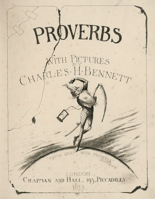 Titelpagina illustratie voor Proverbs with Pictures door Charles H. Bennett door Charles Henry (after) Bennett