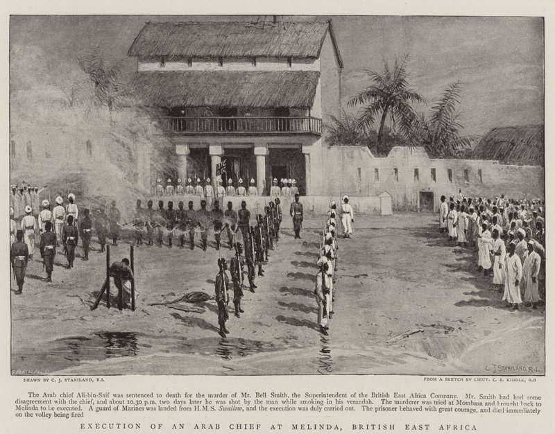 Executie van een Arabische leider in Melinda, Brits Oost-Afrika door Charles J. Staniland