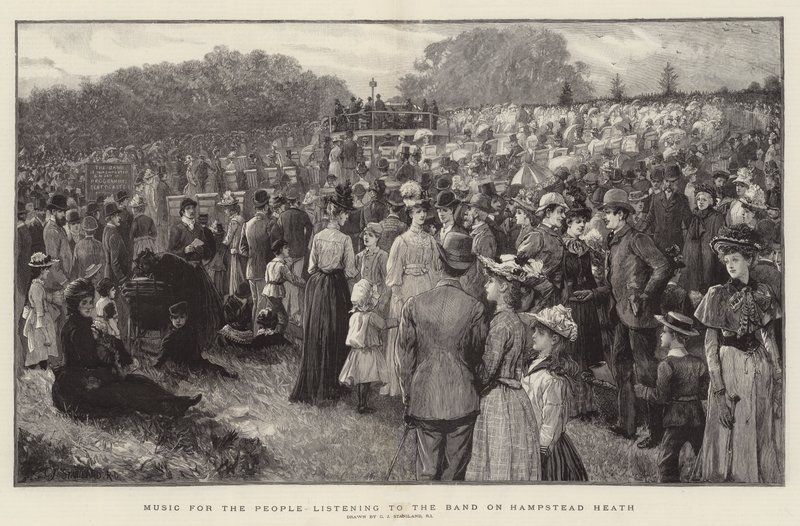 Muziek voor het volk dat luistert naar de band op Hampstead Heath door Charles J. Staniland