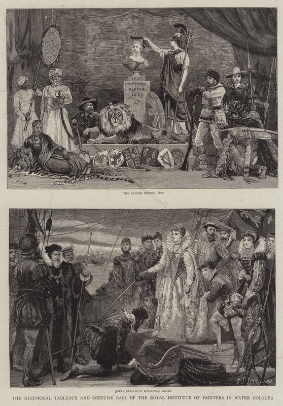 De historische tableaus en kostuumbal van het Koninklijk Instituut van Aquarellisten door Charles J. Staniland