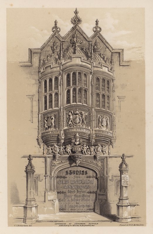 Frontispice voor Old English Mansions, Derde Serie, door C J Richardson door Charles James Richardson
