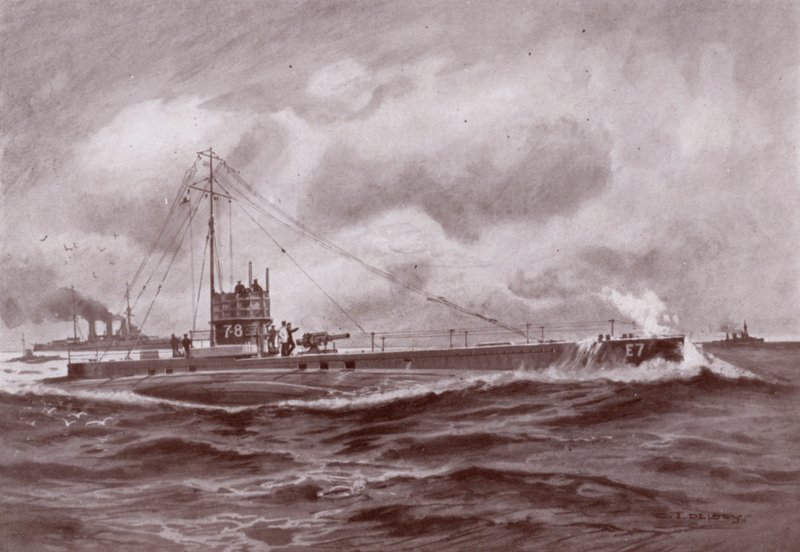 Een onderzeeër aan de oppervlakte door Charles John de (after) Lacy
