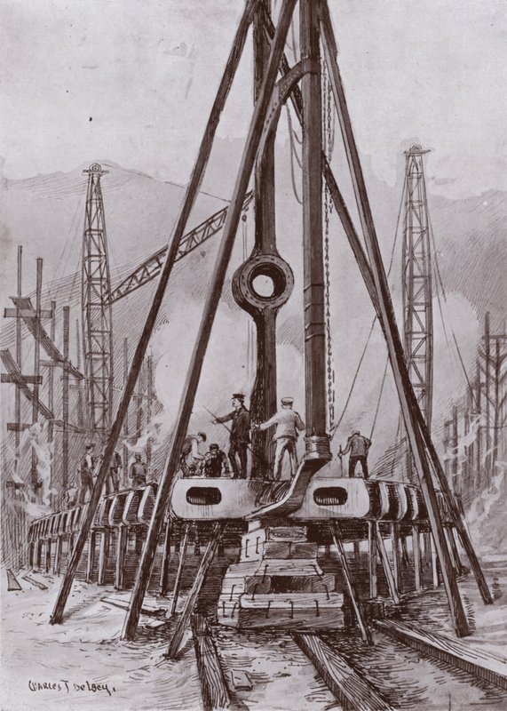 Het maken van de dubbele bodem van een schip door Charles John de (after) Lacy