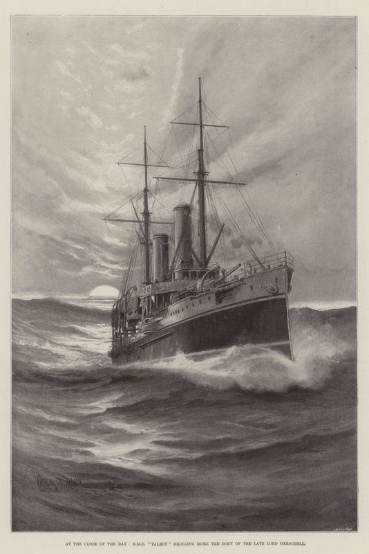 Aan het Einde van de Dag, HMS Talbot brengt het Lichaam van wijlen Lord Herschell naar Huis door Charles John de Lacy