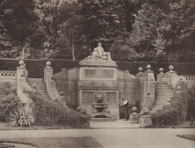 Muurschildering Fontein in de Tuin bij Bowood, Wilts door Charles Latham