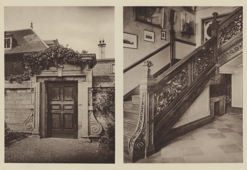 Thorpe Hall, Peterborough, Zij-ingang naar de Stallen, de Trap door Charles Latham