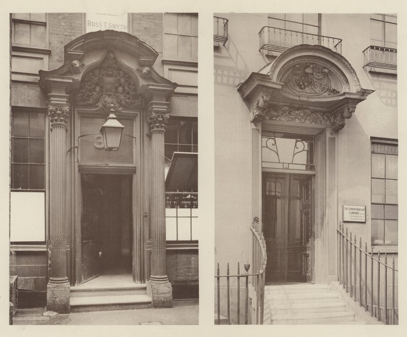 Twee Londense deuropeningen, Mark Lane, Oost-Centraal, Grosvenor Road, Zuidwest door Charles Latham