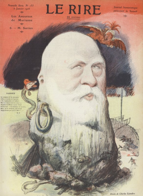 Ferdinand Sarrien, Franse politicus. Illustratie voor Le Rire door Charles Leandre