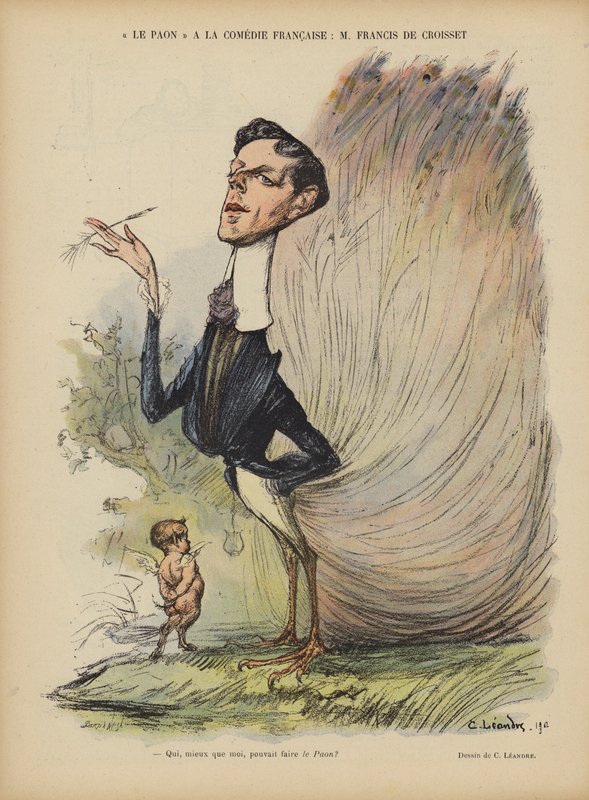 Francis de Croisset, Franse toneelschrijver, romanschrijver en librettist. Illustratie voor Le Rire door Charles Leandre